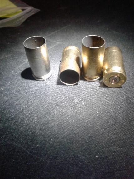 Spent cases fired from a straight 0.390 diameter chamber